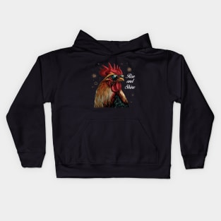 Rise and Shine - Rooster (with White Lettering) Kids Hoodie